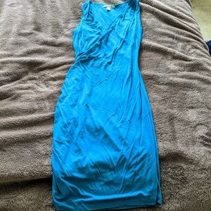 Banana Republic bright blue v neck wrap dress